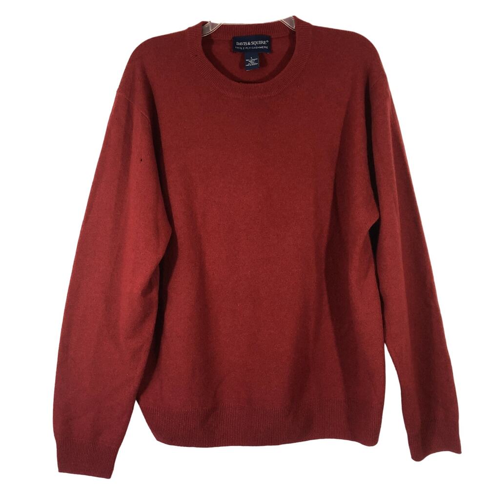 Davis & Squire Cashmere Sweater Size Large Red Crew Neck =Y